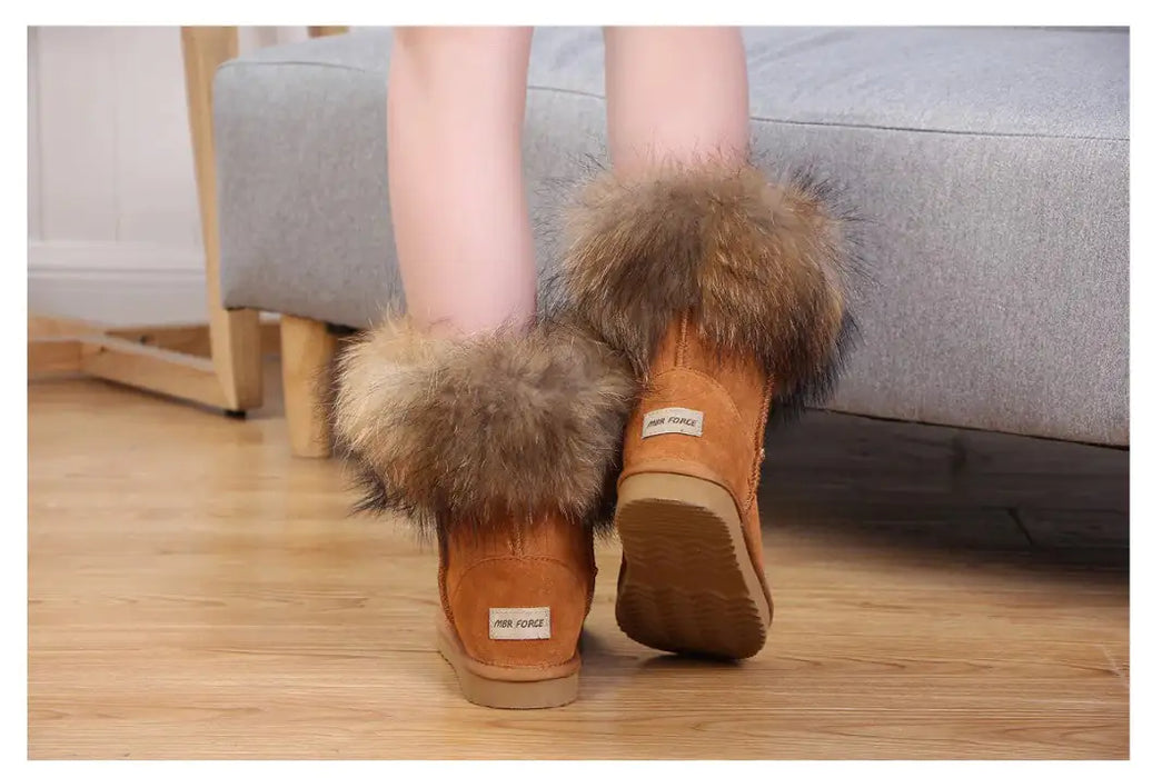 Women's Fox Fur Snow Boots